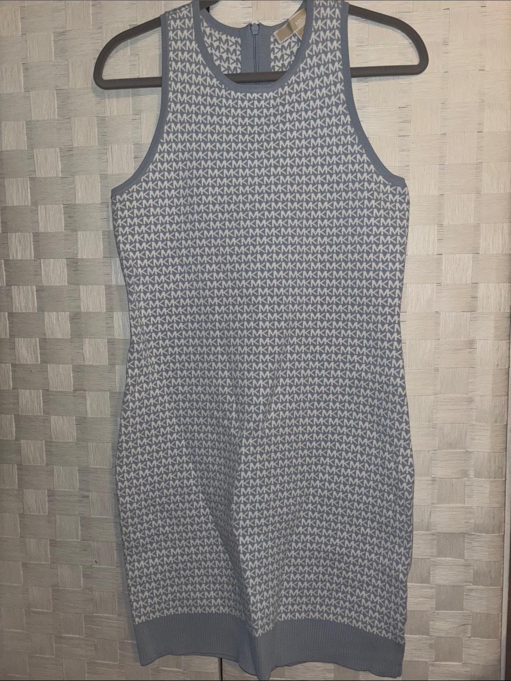 Michael Kors Blue and White Logo Knit Tank Dress